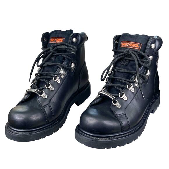 Harley Davidson Women’s Dipstick Black Leather Moto Biker Boots Size US 8 - Picture 6 of 11